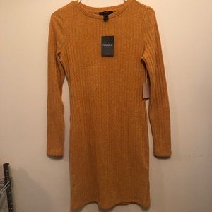 Forever 21 • Mustard Ribbed Sweater Dress • NWT •
